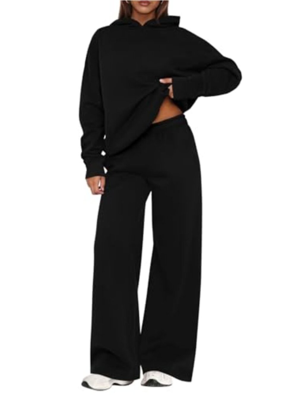 2 Piece Lounge Set Women Sweatsuit Hoodie Wide Leg Pants Long Sleeve